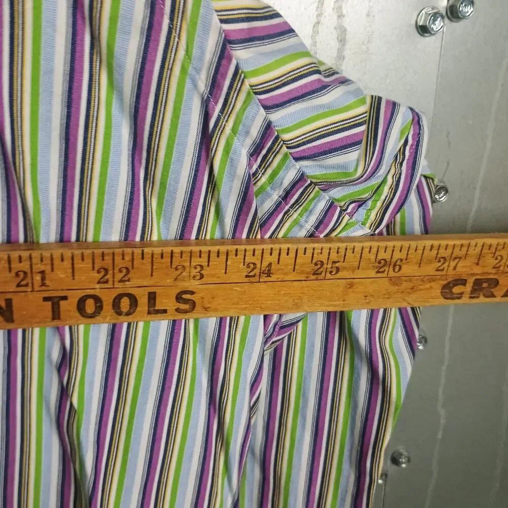 Polo Ralph Lauren Vertical Stripe Vintage Button Down Shirt Large Preppy Casual